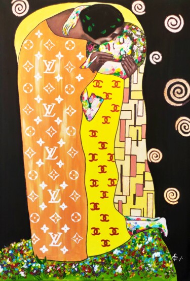 绘画 标题为“Kiss at starry nigh…” 由Tatsiana Yelistratava, 原创艺术品, 丙烯 安装在木质担架架上