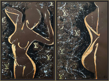 Malerei mit dem Titel "Female body pop art…" von Tatsiana Yelistratava, Original-Kunstwerk, Acryl