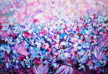 Pintura intitulada "Floral abstraction.…" por Tatsiana Yelistratava, Obras de arte originais, Acrílico