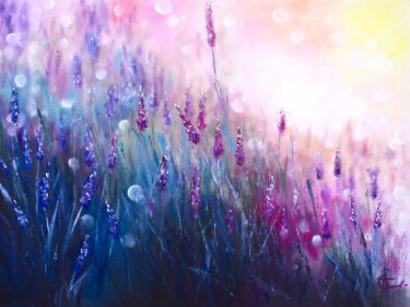 Peinture intitulée "Purple wildflowers…" par Tatsiana Yelistratava, Œuvre d'art originale, Impression numérique