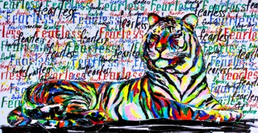 Картина под названием "FEARLESS - tiger po…" - Tatsiana Yelistratava, Подлинное произведение искусства, Акрил