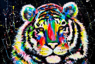 Pintura titulada "Be brave. Tiger pop…" por Tatsiana Yelistratava, Obra de arte original, Acrílico