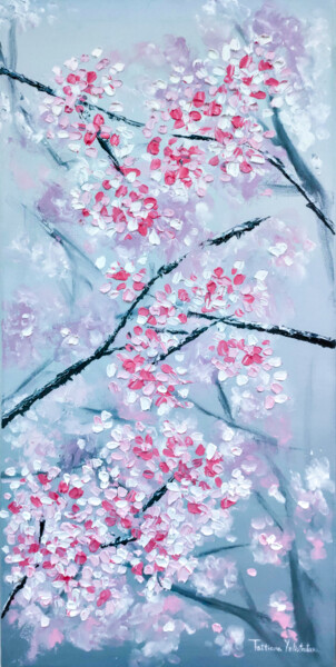 绘画 标题为“Sakura tree blossom…” 由Tatsiana Yelistratava, 原创艺术品, 油 安装在木质担架架上