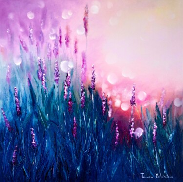 Painting titled "Purple awakening. W…" by Tatsiana Yelistratava, Original Artwork, Oil Mounted on Wood Stretcher frame