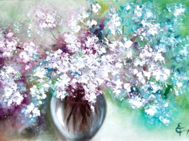 Pintura titulada "Apple blossom." por Tatsiana Yelistratava, Obra de arte original, Oleo Montado en Cartulina