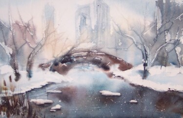 Painting titled "Central Park" by Tatsiana Harbacheuskaya, Original Artwork, Oil