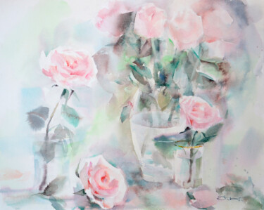 Painting titled "Dusky roses" by Tatsiana Harbacheuskaya, Original Artwork