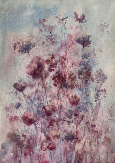 Schilderij getiteld "HOPE - abstract flo…" door Tatsiana Ilyina, Origineel Kunstwerk, Aquarel