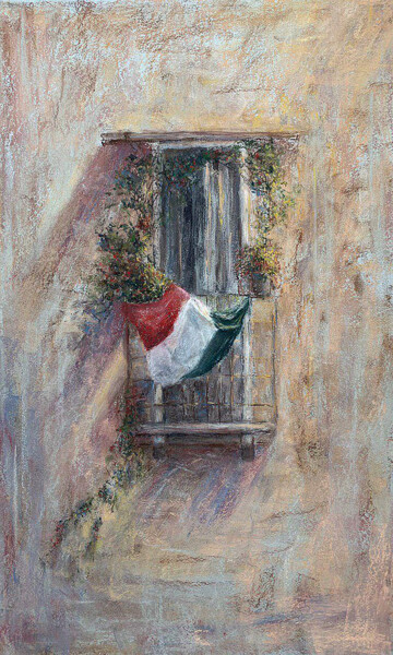Ζωγραφική με τίτλο "ITALIAN WINDOW -  a…" από Tatsiana Ilyina, Αυθεντικά έργα τέχνης, Παστέλ
