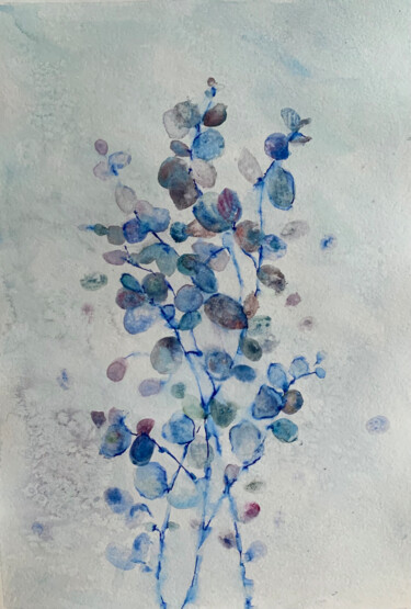 Peinture intitulée "FEELINGS- blue deco…" par Tatsiana Ilyina, Œuvre d'art originale, Aquarelle