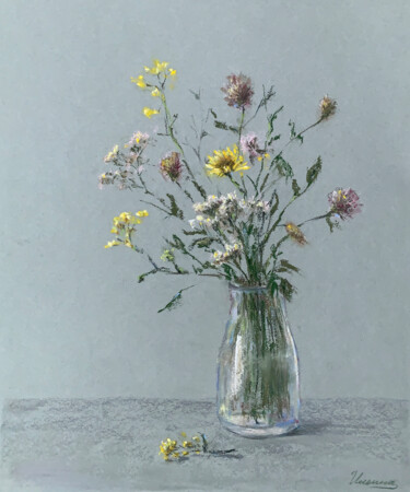 Schilderij getiteld "EASE - wildflowers,…" door Tatsiana Ilyina, Origineel Kunstwerk, Pastel