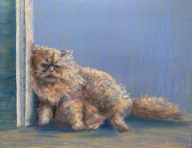 Painting titled "PERSIAN CAT- blue,…" by Tatsiana Ilyina, Original Artwork, Pastel