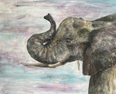 Pintura intitulada "PINK ELEPHANT- beau…" por Tatsiana Ilyina, Obras de arte originais, Pastel