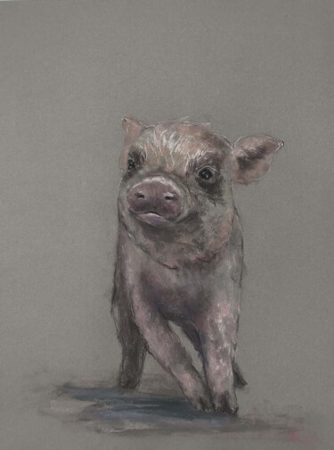 Drawing titled "PIGGY- Pastel drawi…" by Tatsiana Ilyina, Original Artwork, Pastel