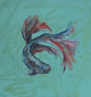 Dibujo titulada "MAGIC FISH- Pastel…" por Tatsiana Ilyina, Obra de arte original, Pastel