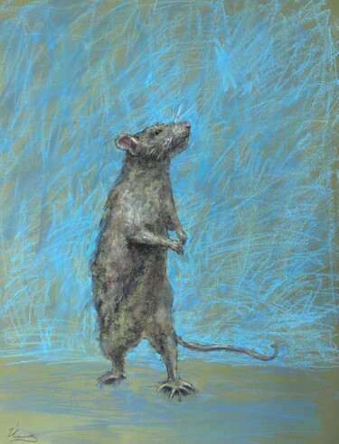 Dibujo titulada "RAT- animal, Ratato…" por Tatsiana Ilyina, Obra de arte original, Pastel