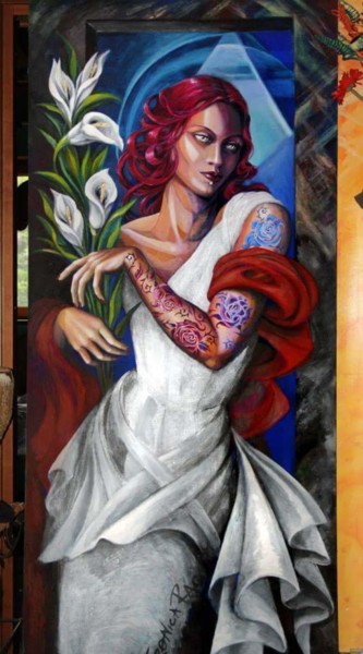 Painting titled "Donna e calle" by Tattooverarao Rao, Original Artwork
