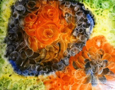 Painting titled "Flower Mandala" by Tatyana Amantis, Original Artwork, Acrylic