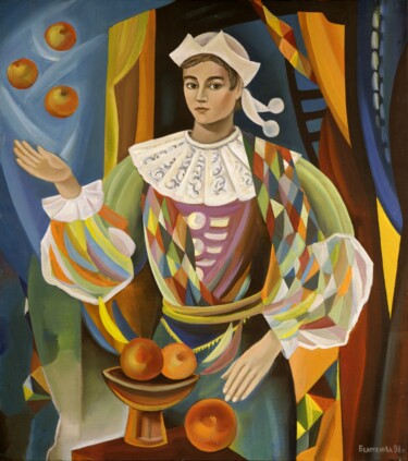 Painting titled "Арлекино" by Tatyana Belotelova, Original Artwork, Oil