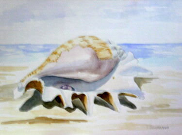 Peinture intitulée "shell-with-a-pearl-…" par Tatyana Bondareva, Œuvre d'art originale