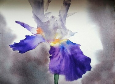 Painting titled "Iris" by Tatyana Divakova, Original Artwork, Watercolor