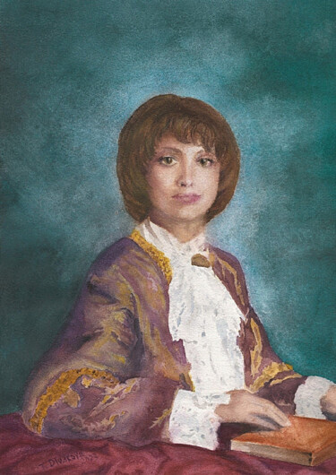 Pittura intitolato "PORTRAIT OF A SINGE…" da Tatyana Divakova, Opera d'arte originale, Acquarello