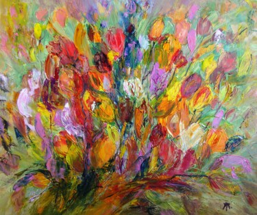 Peinture intitulée "tulips.jpg" par Tatyana Ermolchik, Œuvre d'art originale, Huile