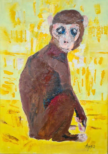 Картина под названием "Monkey" - Татьяна Ермольчик, Подлинное произведение искусства, Масло Установлен на Деревянная рама дл…