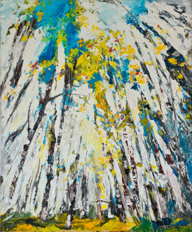 Картина под названием "Birches" - Татьяна Ермольчик, Подлинное произведение искусства, Масло Установлен на Деревянная рама д…
