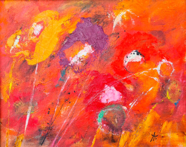 Painting titled "Floral abstraction" by Tatyana Ermolchik, Original Artwork, Oil Mounted on Cardboard