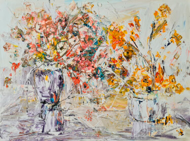 Картина под названием "Floral sketch" - Татьяна Ермольчик, Подлинное произведение искусства, Акрил Установлен на Деревянная…