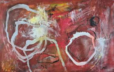 Картина под названием "CIRCLES ON RED" - Татьяна Ермольчик, Подлинное произведение искусства, Акрил Установлен на Деревянная…