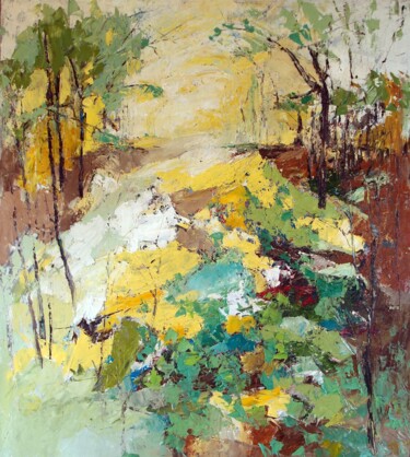 Painting titled "Park path" by Tatyana Ermolchik, Original Artwork, Oil Mounted on Wood Stretcher frame