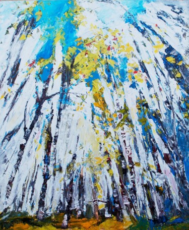 Картина под названием "Birches" - Татьяна Ермольчик, Подлинное произведение искусства, Масло Установлен на Деревянная рама д…