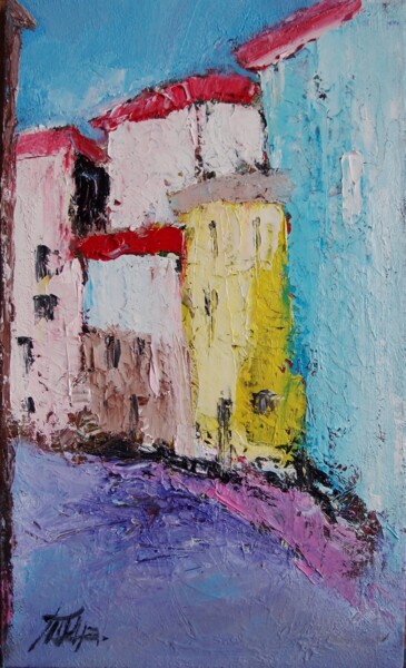 Painting titled "City etude 12" by Tatyana Ermolchik, Original Artwork, Oil Mounted on Wood Stretcher frame