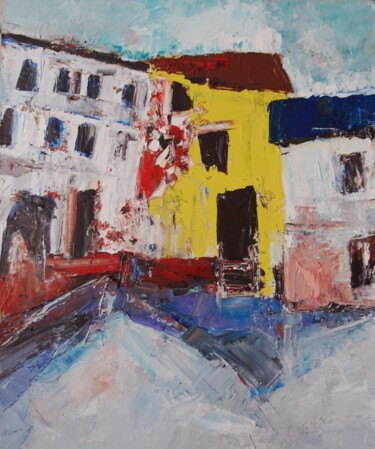 Painting titled "City etude 4" by Tatyana Ermolchik, Original Artwork, Oil Mounted on Wood Stretcher frame