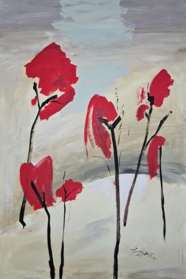 Картина под названием "Red pines" - Татьяна Ермольчик, Подлинное произведение искусства, Акрил Установлен на Деревянная рама…