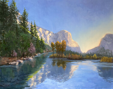Painting titled "Yosemite Valley Vie…" by Tatyana Fogarty, Original Artwork, Oil