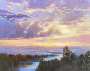 Pittura intitolato "Sunset Enchantment" da Tatyana Fogarty, Opera d'arte originale, Olio