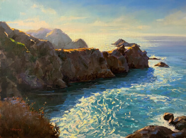 Painting titled "Sunny Morning Seasc…" by Tatyana Fogarty, Original Artwork, Oil Mounted on Other rigid panel
