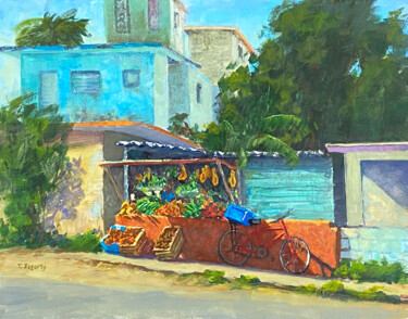 Peinture intitulée "Caribbean Street Ve…" par Tatyana Fogarty, Œuvre d'art originale, Gouache Monté sur Panneau de bois