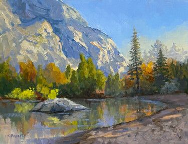 Painting titled "Fall Season At Yose…" by Tatyana Fogarty, Original Artwork, Oil Mounted on Aluminium