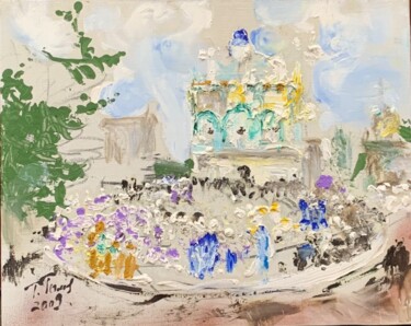 Pittura intitolato "The Divine Liturgy…" da Tatyana Golembievskaya, Opera d'arte originale, Olio