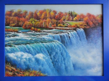 Картина под названием "Бушующий водопад" - Граф Татьяна, Подлинное произведение искусства, Масло