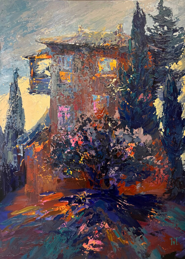 Malerei mit dem Titel "Old Hotel." von Tatyana Ivolga, Original-Kunstwerk, Acryl