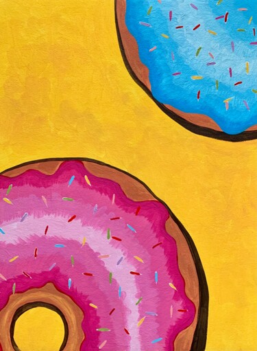 Painting titled "Donuts" by Tatyana Karabanova (Bogdanova), Original Artwork, Acrylic