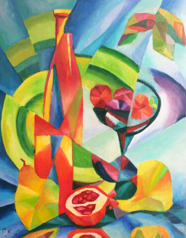 Malerei mit dem Titel "Fruit Still Life Cu…" von Tatyana Kurkova, Original-Kunstwerk, Öl
