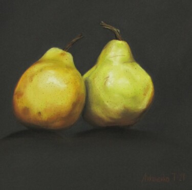 Zeichnungen mit dem Titel "Pears #5" von Tatyana Lukanenko, Original-Kunstwerk, Pastell