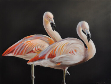 Dibujo titulada "Flamingo" por Tatyana Lukanenko, Obra de arte original, Pastel