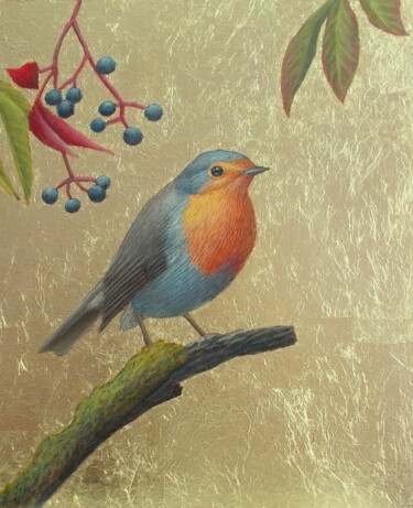 Pintura intitulada ""Songbird Malinovka"" por Tatyana Mironova, Obras de arte originais, Acrílico